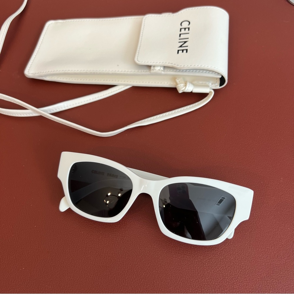 Celine White Sunglasses with Black Lenses
